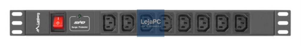 Lanberg PDU-08I-0200-C20-BK unidade de distribución de energia (PDU) 8 saídas AC 1U Preto