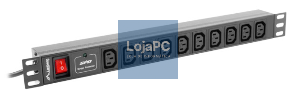 Lanberg PDU-10I-0200-IEC-BK unidade de distribución de energia (PDU) 10 saídas AC 1U Preto