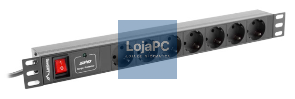 Lanberg PDU-07F-0200-BK unidade de distribución de energia (PDU) 7 saídas AC 1U Preto