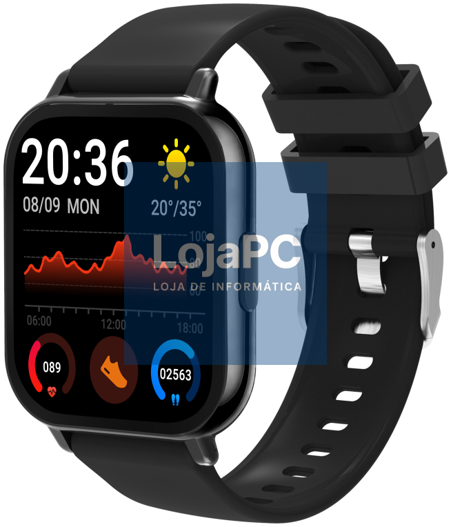 Denver SWC-176B Relojes inteligentes y deportivos 4,6 cm (1.81") TFT Digital Ecrã táctil Preto