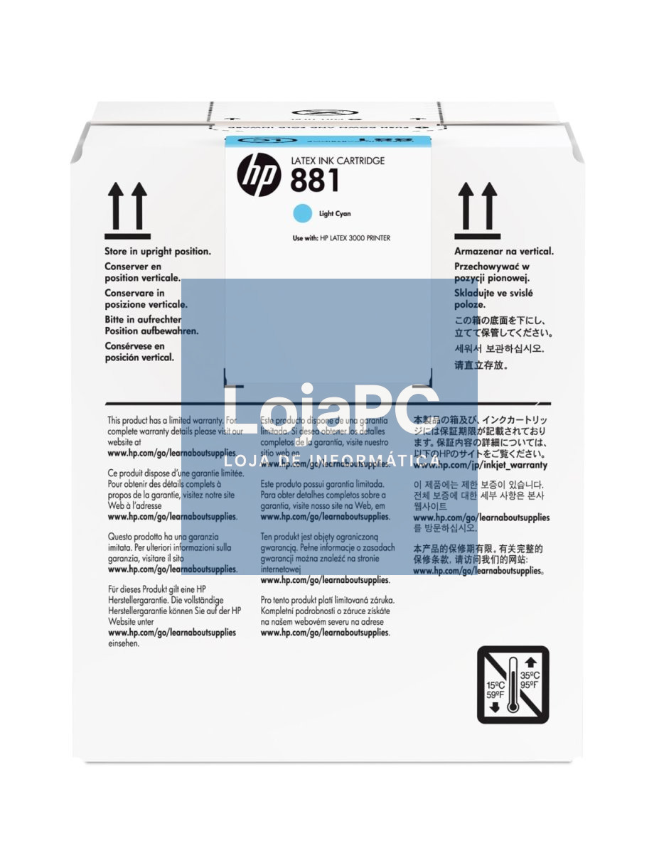 HP 881 5-ltr Lt Cyan Latex Ink Cartridge