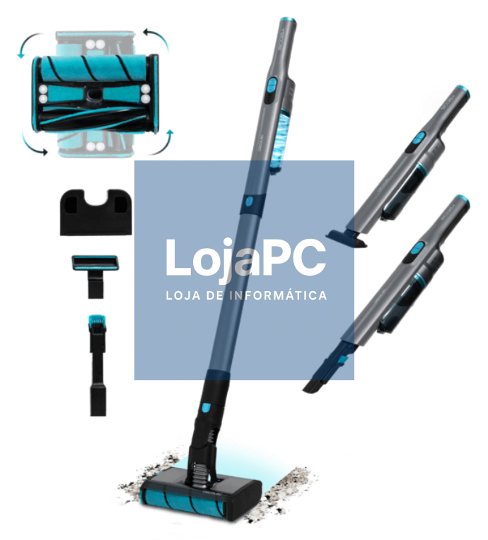 Cecotec Scoba 2100 Twice Aspiradora vertical Bateria Secar Ciclónico sem bolsa 210 W Preto, Azul 2,5 Ah