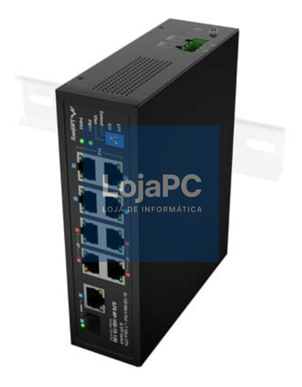 Lanberg ILFE-8P-1GE-1S-120 switch No administrado Fast Ethernet (10/100) Energia sobre Ethernet (PoE) 1U Preto
