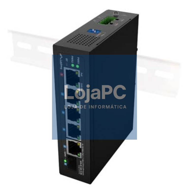 Lanberg ILFE-4P-1GE-1S-90 switch No administrado Fast Ethernet (10/100) Energia sobre Ethernet (PoE) 1U Preto