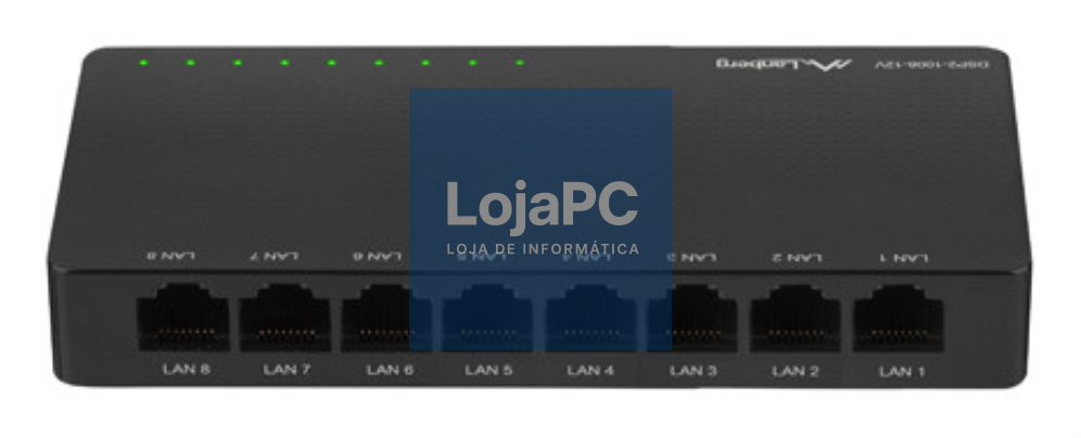 Lanberg DSP2-1008-12V switch No administrado Gigabit Ethernet (10/100/1000) Preto