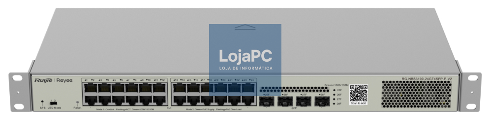 Ruijie Networks RG-NBS3100-24GT4SFP-P-V2 switch Gerido L2 Gigabit Ethernet (10/100/1000) Energia sobre Ethernet (PoE) Metálico