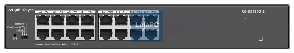Ruijie Networks RG-ES116G-L switch No administrado L2 Gigabit Ethernet (10/100/1000) Preto