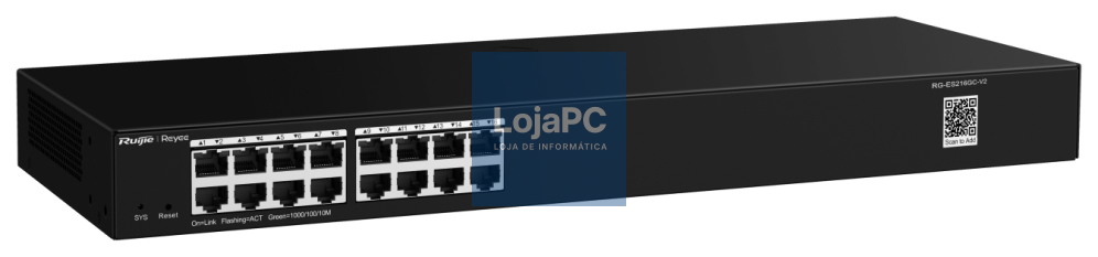 Ruijie Networks RG-ES200 Gerido L2 Gigabit Ethernet (10/100/1000) Montaje en parede/secretária Preto