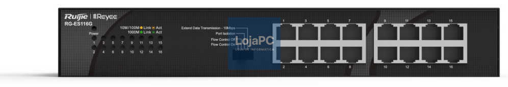 Ruijie Networks RG-ES116G switch No administrado Gigabit Ethernet (10/100/1000) Preto