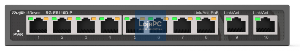 Ruijie Networks RG-ES110D-P switch No administrado Fast Ethernet (10/100) Energia sobre Ethernet (PoE) Preto