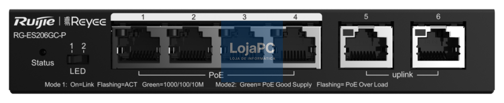 Ruijie Networks RG-ES206GC-P switch Gigabit Ethernet (10/100/1000) Energia sobre Ethernet (PoE) Preto