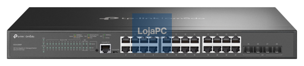 TP-Link Omada SG3428MP switch Gerido L2+ Gigabit Ethernet (10/100/1000) Energia sobre Ethernet (PoE) 1U Preto