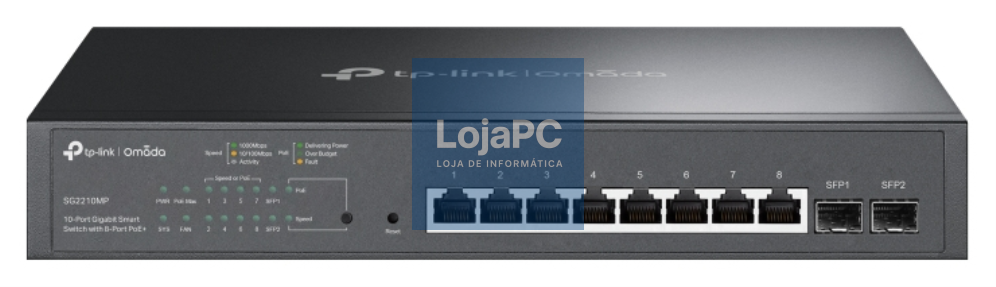 TP-Link Omada TL-SG2210MP Gerido L2/L2+ Gigabit Ethernet (10/100/1000) Energia sobre Ethernet (PoE) 1U Preto