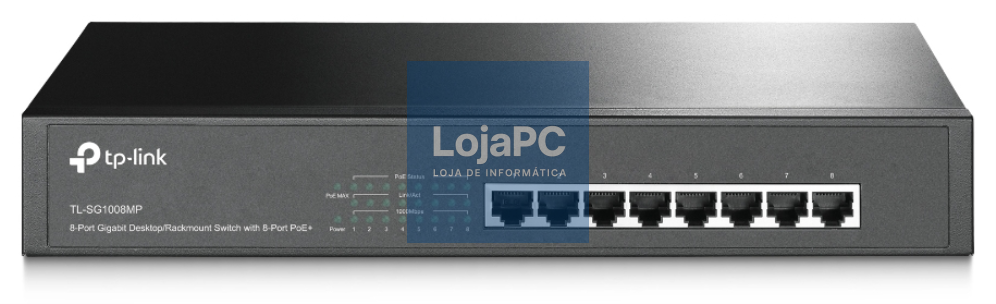 TP-Link TL-SG1008MP switch No administrado Gigabit Ethernet (10/100/1000) Energia sobre Ethernet (PoE) Preto