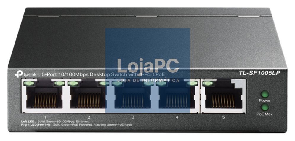 TP-Link TL-SF1005LP switch No administrado Fast Ethernet (10/100) Energia sobre Ethernet (PoE) Preto