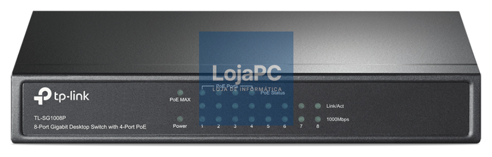 TP-Link TL-SG1008P Gerido Gigabit Ethernet (10/100/1000) Energia sobre Ethernet (PoE) Cinzento