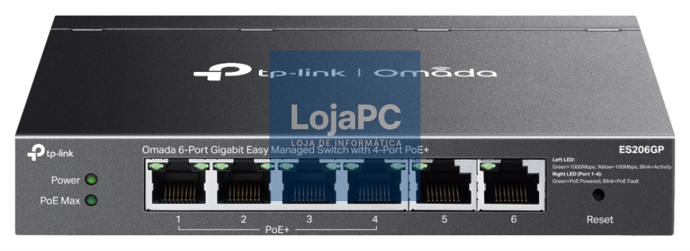 TP-Link Omada ES206GP switch Gerido Gigabit Ethernet (10/100/1000) Energia sobre Ethernet (PoE) Preto