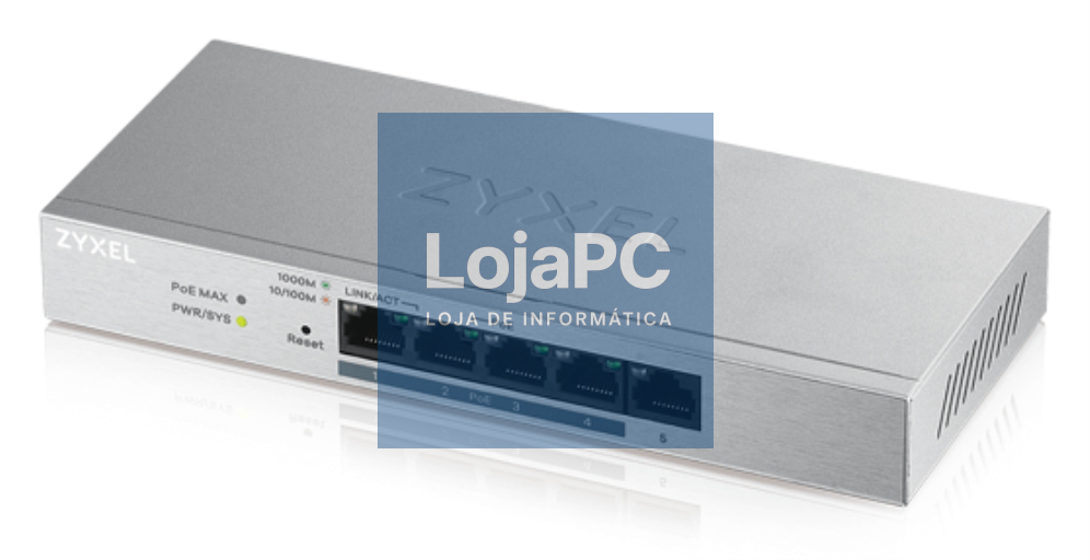 Zyxel GS1200-5HP v2 Gerido Gigabit Ethernet (10/100/1000) Energia sobre Ethernet (PoE) Cinzento
