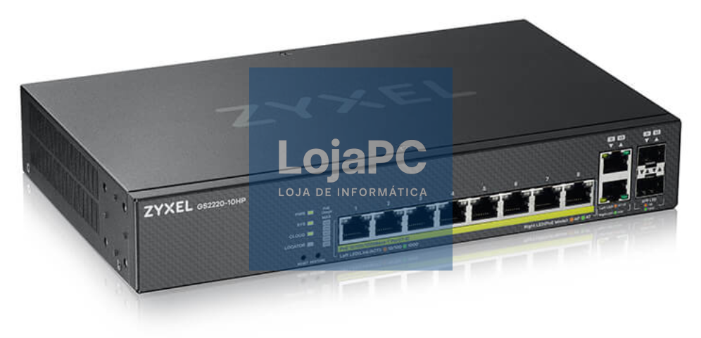 Zyxel GS2220-10HP-EU0101F switch Gerido L2 Gigabit Ethernet (10/100/1000) Energia sobre Ethernet (PoE) Preto