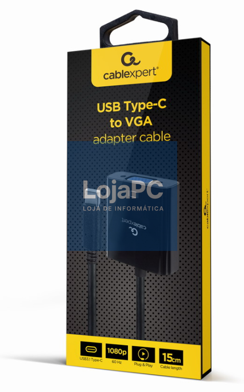 Gembird A-CM-VGAF-01 Adaptador gráfico USB 1920 x 1080 Pixeles Preto