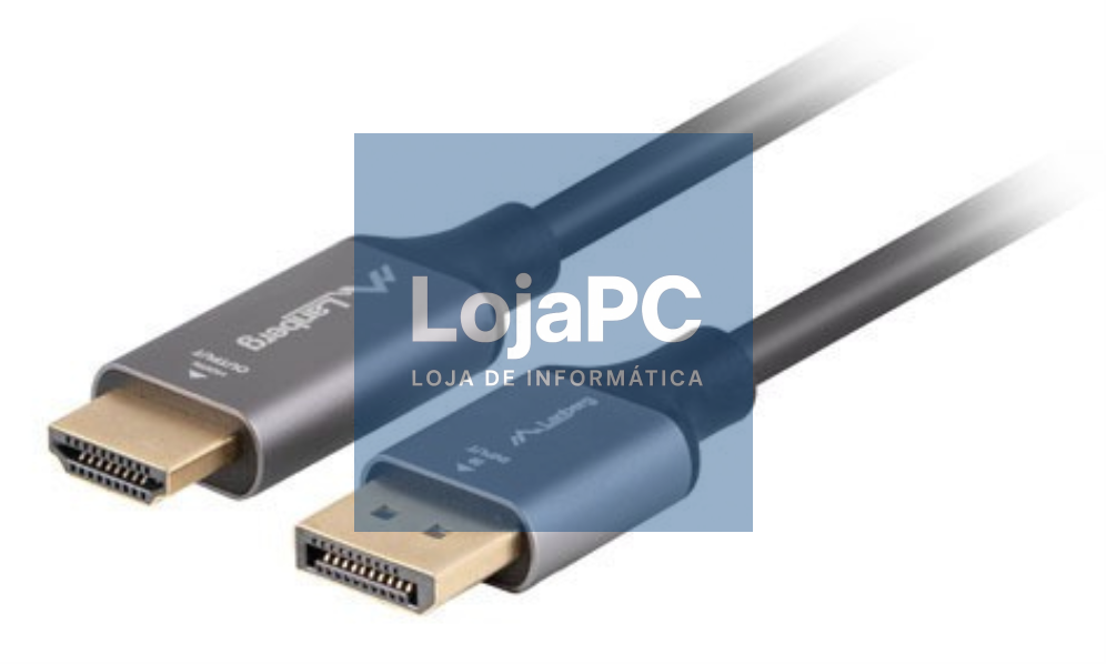 Lanberg CA-DPHD-20CU-0010-BK adaptador de cabo de vídeo 1 m DisplayPort HDMI tipo A (Padrão) Preto, Prateado