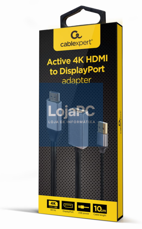 Gembird A-HDMIM-DPF-02 adaptador de cabo de vídeo 0,1 m HDMI tipo A (Padrão) DisplayPort Preto