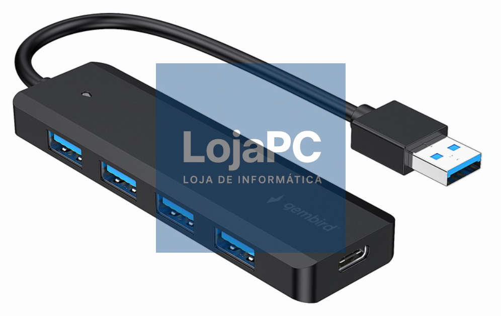 Gembird UHB-U3P4P-02 hub de interfaz USB 3.2 Gen 1 (3.1 Gen 1) Type-A 5000 Mbit/s Preto