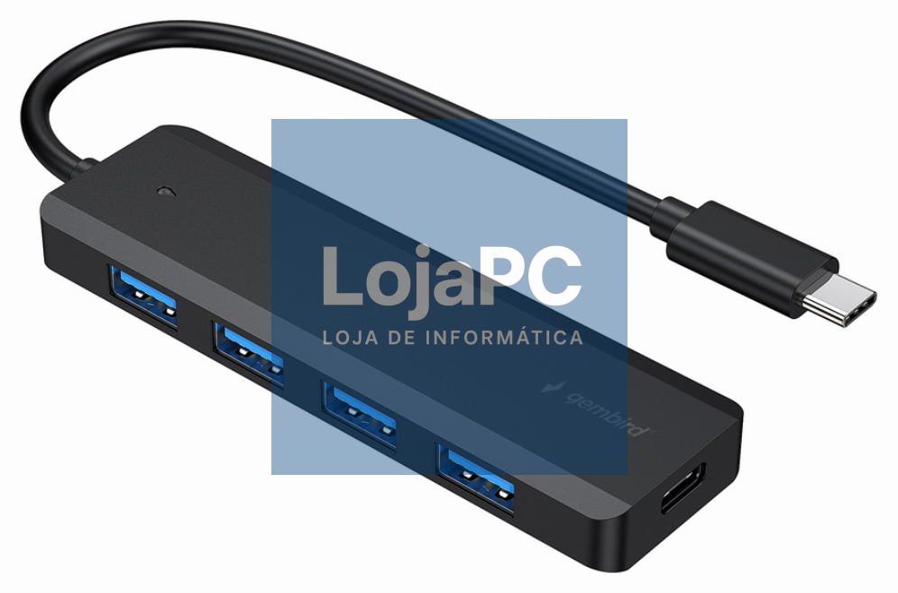 Gembird UHB-CM-U3P4P-01 hub de interfaz USB 3.2 Gen 1 (3.1 Gen 1) Type-C Preto
