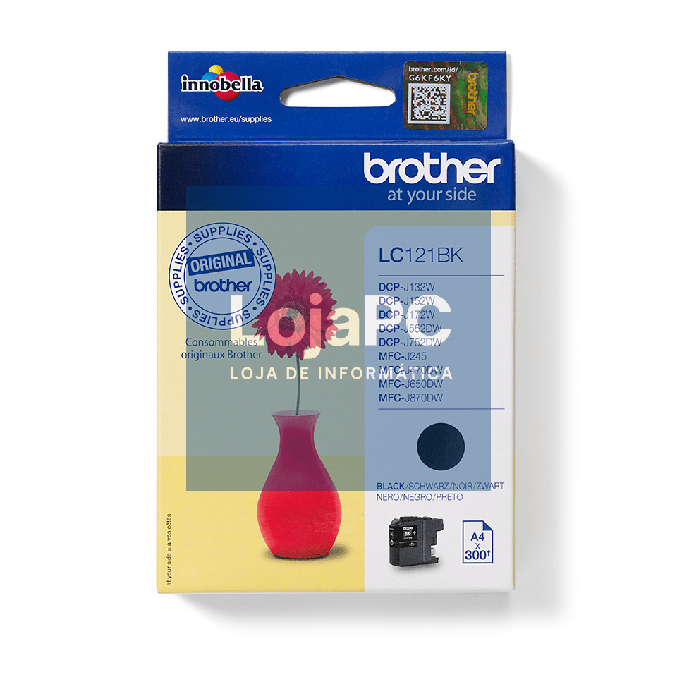 BROTHER LC121BK ink black 300pages DCPJ132 DCPJ152 DCPJ552 DCPJ752 MFCJ470 MFCJ650 MFCJ870