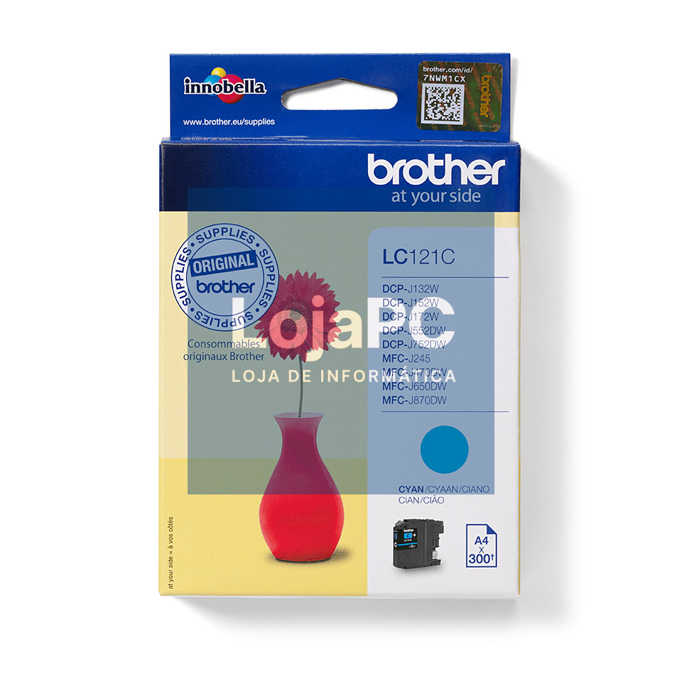 BROTHER LC121C ink cyan 300pages DCPJ132 DCPJ152 DCPJ552 DCPJ752 MFCJ470 MFCJ650 MFCJ870