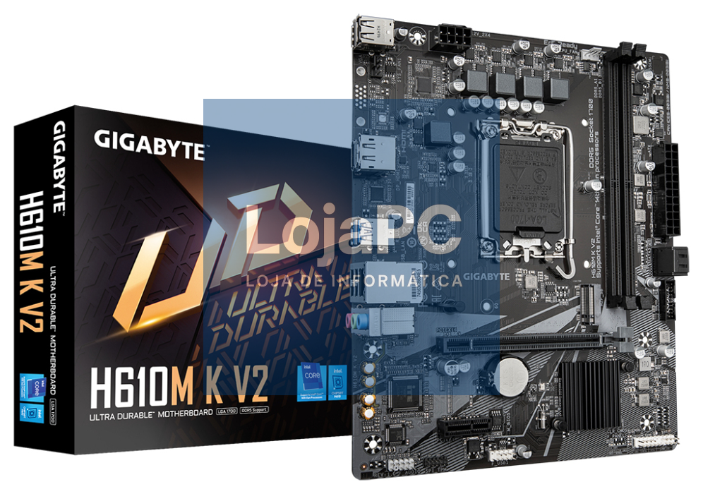 GIGABYTE H610M K V2 Placa-mãe - Processadores Intel Core 14ª geração, até 5600 MHz DDR5, 1xPCIe 3.0 M.2, LAN 1GbE, USB 3.2 Gen 1