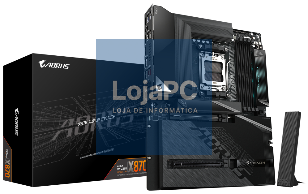 GIGABYTE X870 AORUS STEALTH Placa-mãe - Compatível com processadores AMD Ryzen 9000, VRM digital de 16+2+2 fases, até 8200MHz DDR5 (O.C.), 2xPCIe 5.0 + 2xPCIe 4.0, Wi-Fi 7, LAN 5GbE, USB 4