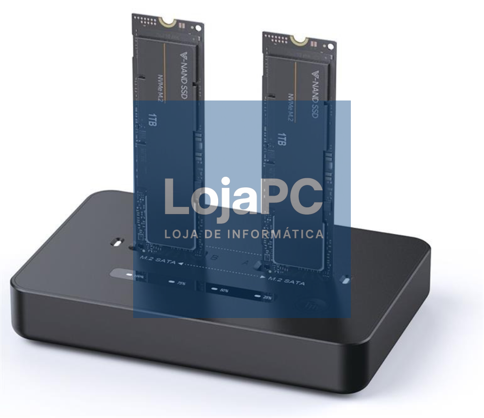 Gembird DD2-U3M2 base de ligação para disco rígido USB 3.2 Gen 2x2 Type-C Preto