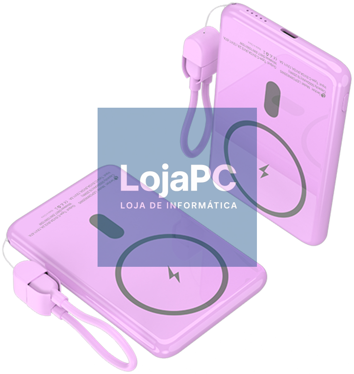 Leotec Power Bank sem fios 5000mAh 20W Rosa