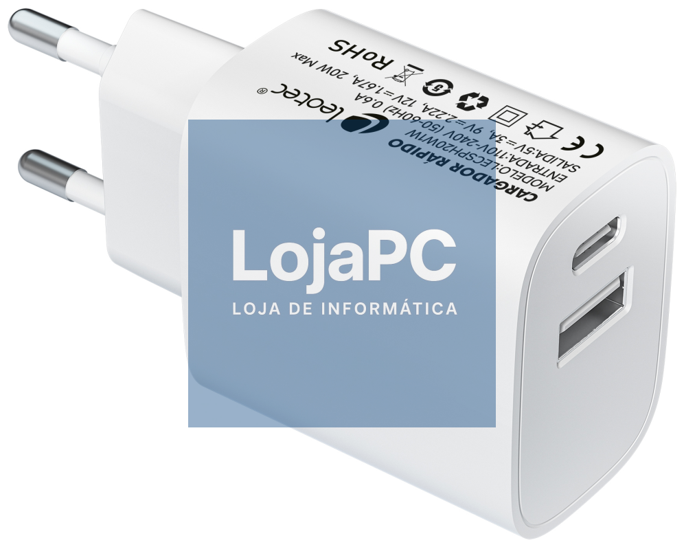 Leotec Carregador 20W 1xUSB-C PD + 1x USB-A Branco