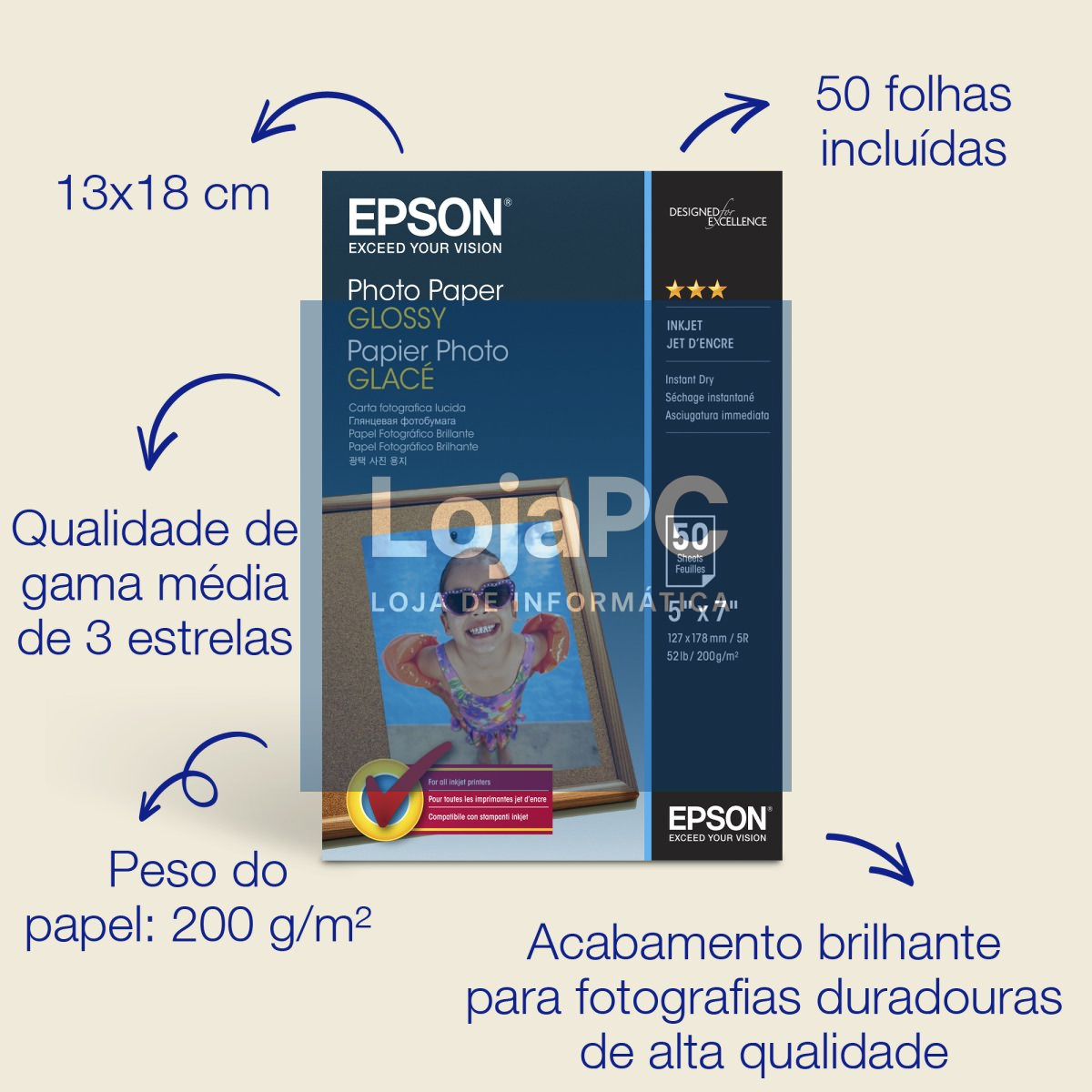 EPSON Photo Paper Glossy 13x18cm 50 sh
