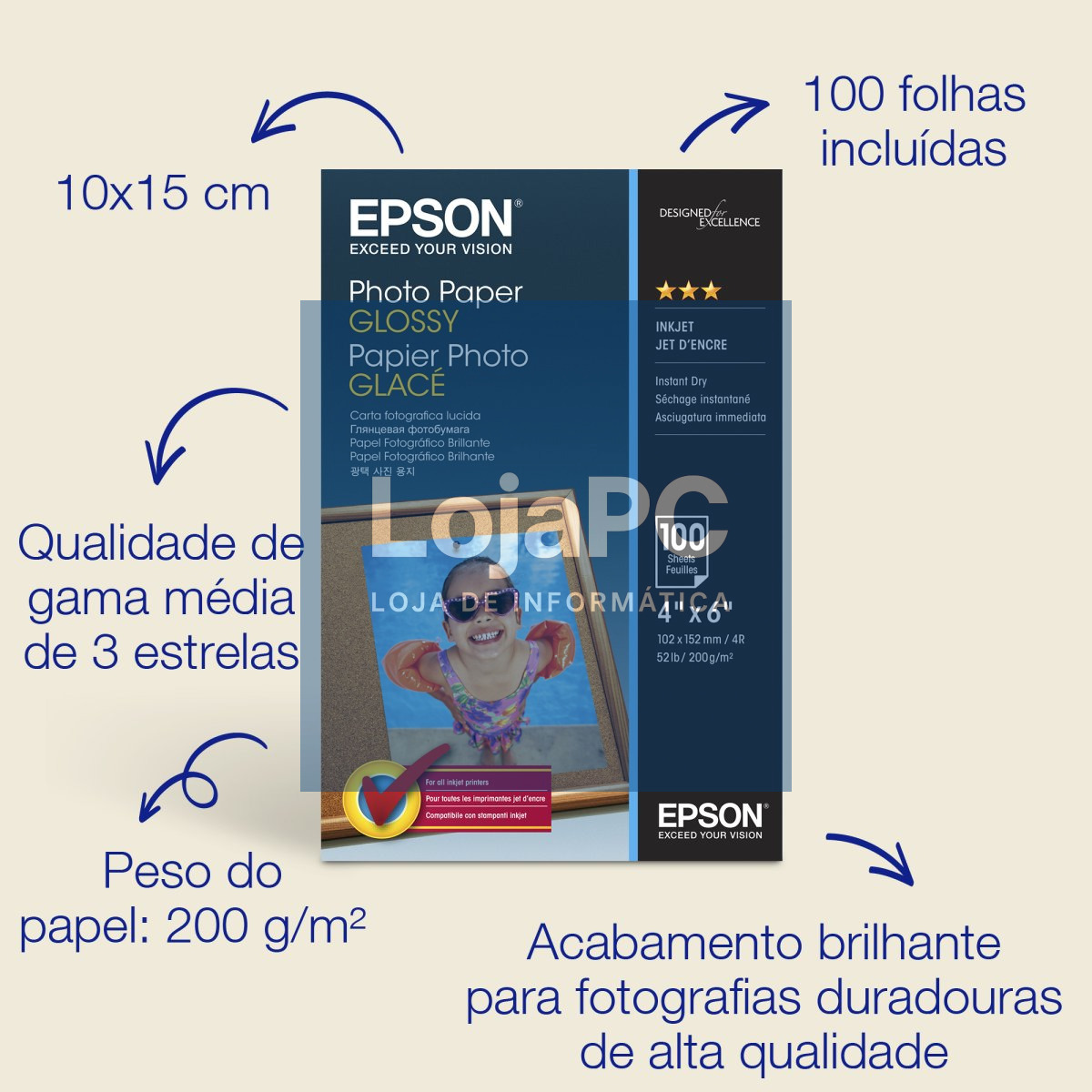 EPSON Photo paper glossy 100x150mm 100 sheets 1-pack