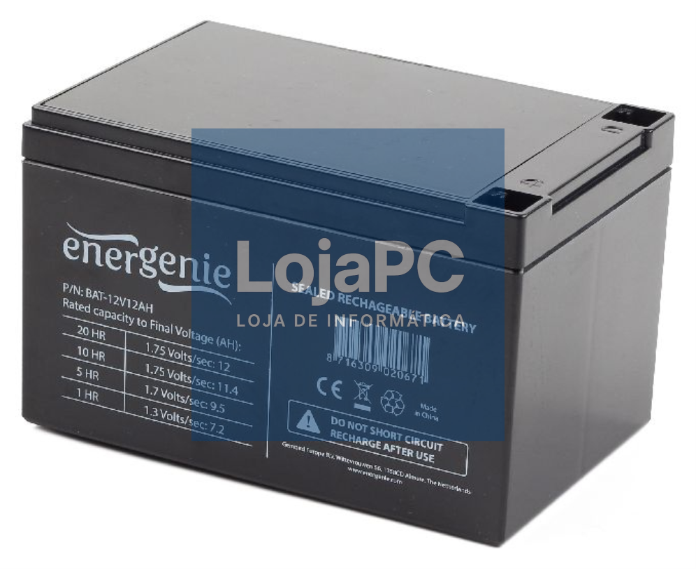 Gembird BAT-12V12AH bateria para sistema ups Sealed Lead Acid (VRLA) 12 V 12 Ah