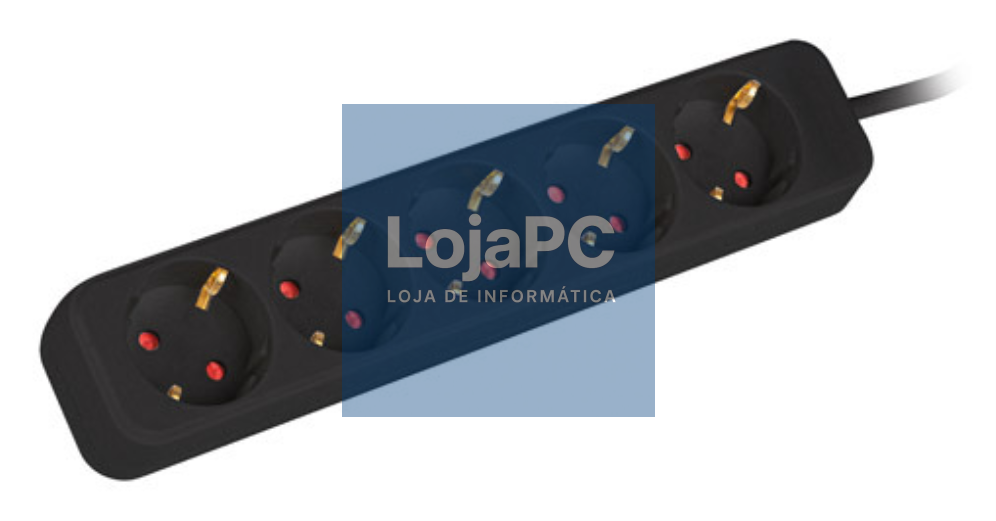 Lanberg PS0-05F-0300-BK base múltiple 3 m 5 saídas AC Interior Preto