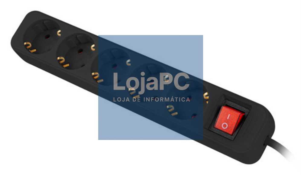 Lanberg PS1-05F-0300-BK base múltiple 3 m 5 saídas AC Interior Preto