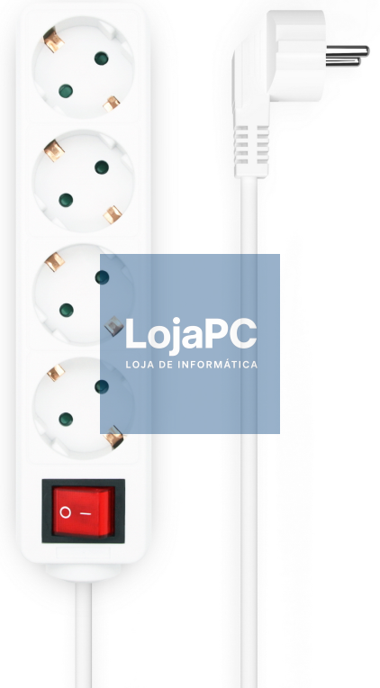 AISENS Base Multiple 4 Tomadas com Interruptor com fio 3×1.5mm2, Branco, 1.4 m