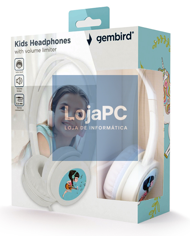 Gembird MHP-JR-W auscultador y casco Auscultadores Alámbrico Diadema Música Branco