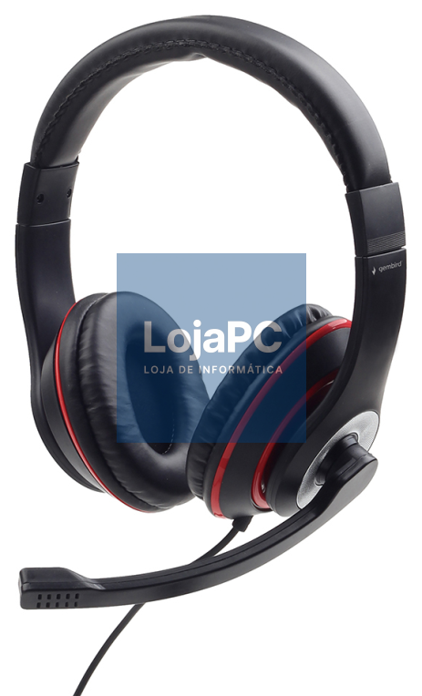 Gembird MHS-03-BKRD auscultador y casco Auscultadores Alámbrico Diadema Jogo Preto, Vermelho
