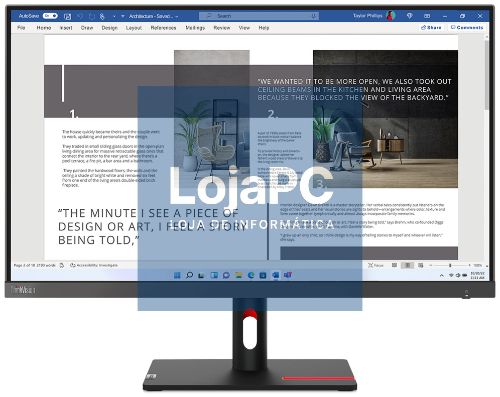 Lenovo ThinkVision S27i-30 ecrã para PC 68,6 cm (27") 1920 x 1080 Pixeles Full HD LED Cinzento