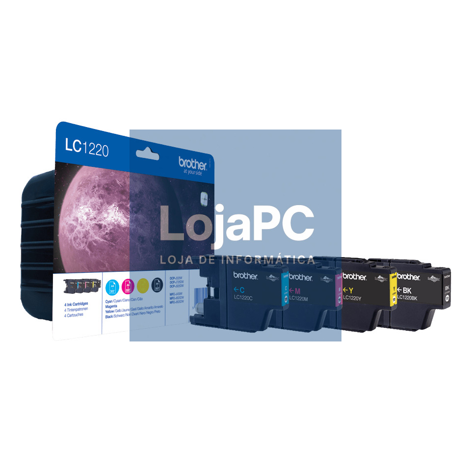 Tinteiro BROTHER LC1220VALBP Pack 4 Cores - DCP-J525W/725DW/925DW, MFC-J430W/625DW/825DW