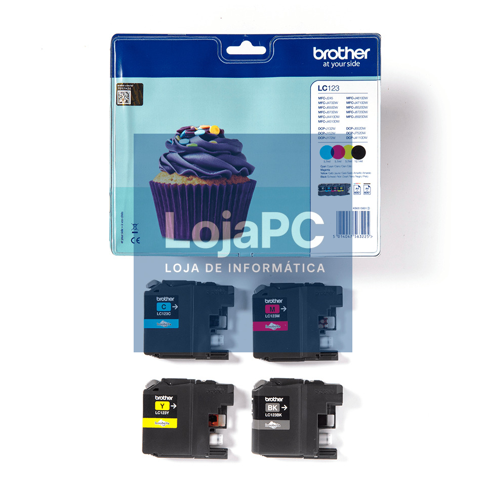 Tinteiro BROTHER LC123VALBP Pack 4 Cores - MFC-J4410DW/4510DW/4610DW