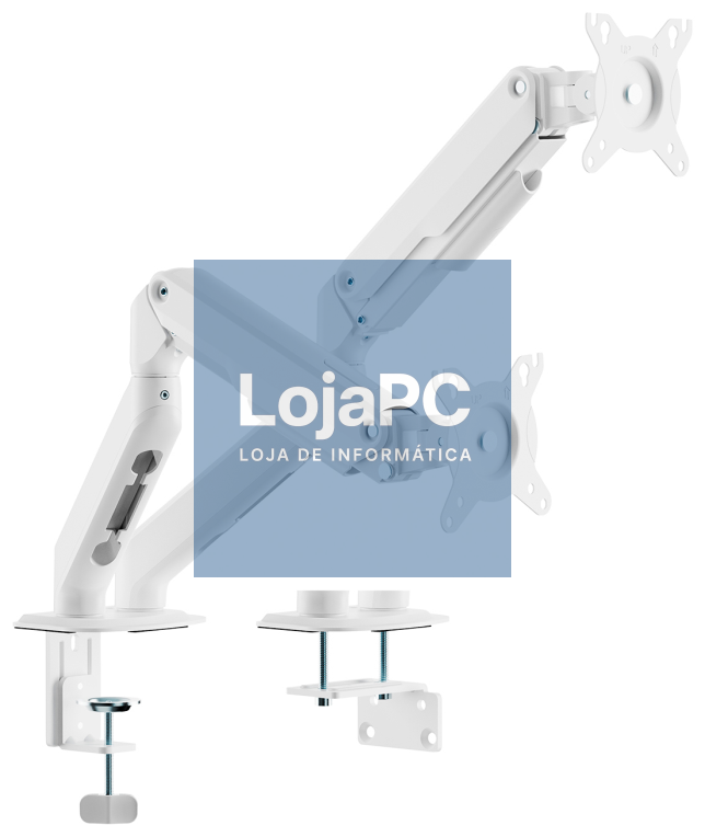AISENS Suporte de mesa Eco Contrapeso Rotativo e Inclinável para Monitor/TV 9kg (3 PIVOTES, 2 BRAZOS) de 17-32, Branco