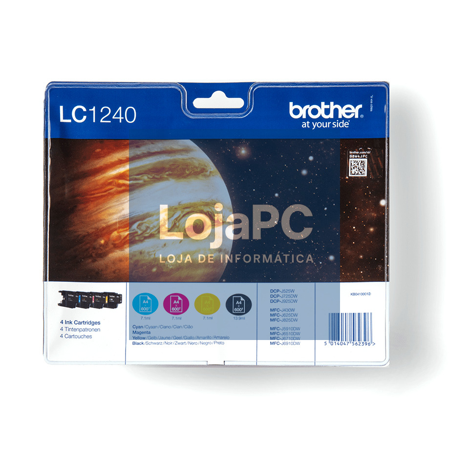 Tinteiro BROTHER LC1240VALBP Pack 4 Cores - MFC-J6510DW/J6710DW/J6910DW