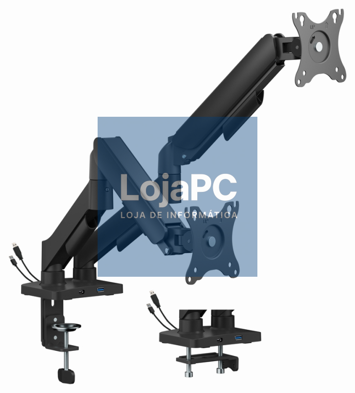 Gembird MA-DA2U-01 suporte para monitor 81,3 cm (32") Secretária Preto