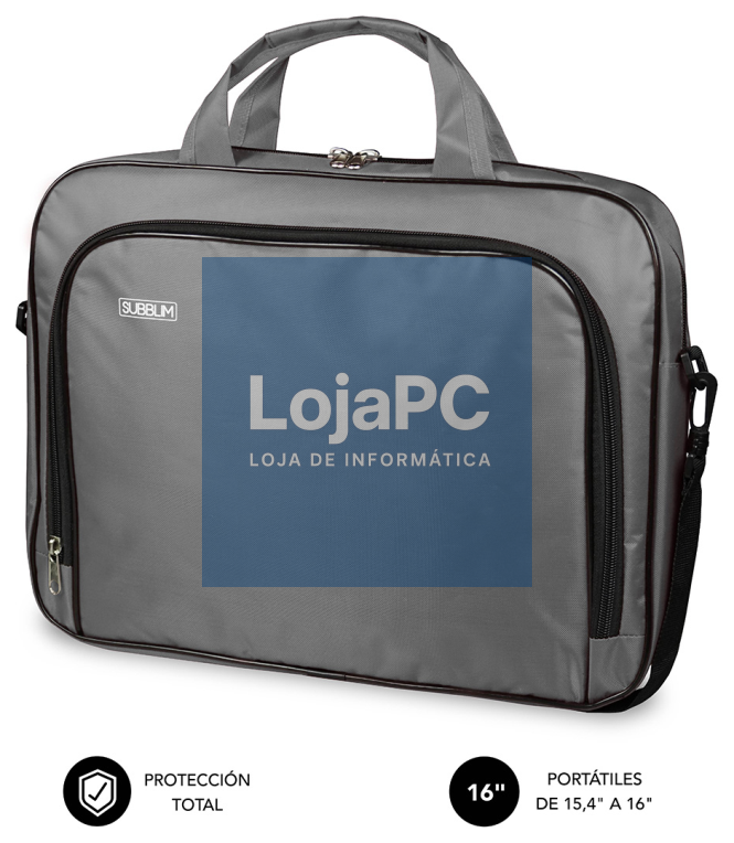 SUBBLIM SUB-LB-1OLB051 malas para portátil 40,6 cm (16") Mala Toploader Cinzento